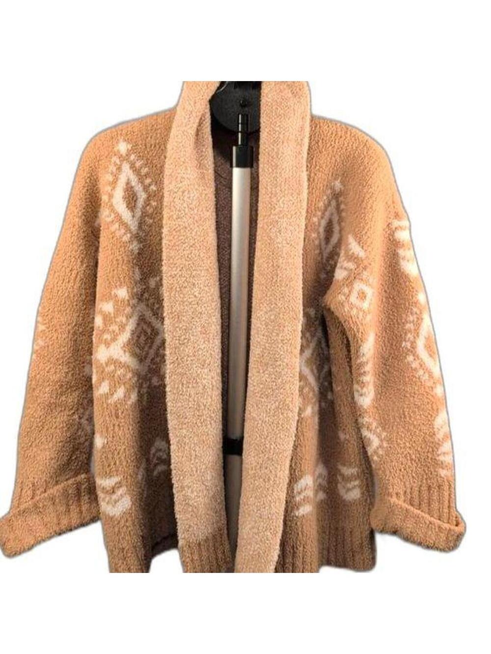 525 America Tan and Cream Patterned Women's Cardigan Medium, Excellent Condition